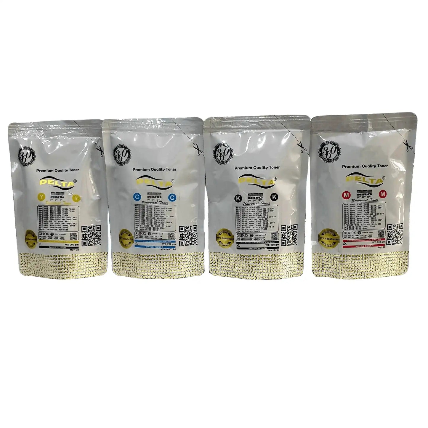 Delta Toner Bag Set 200 g each for MPC 2051 YMCK – Leak-Proof