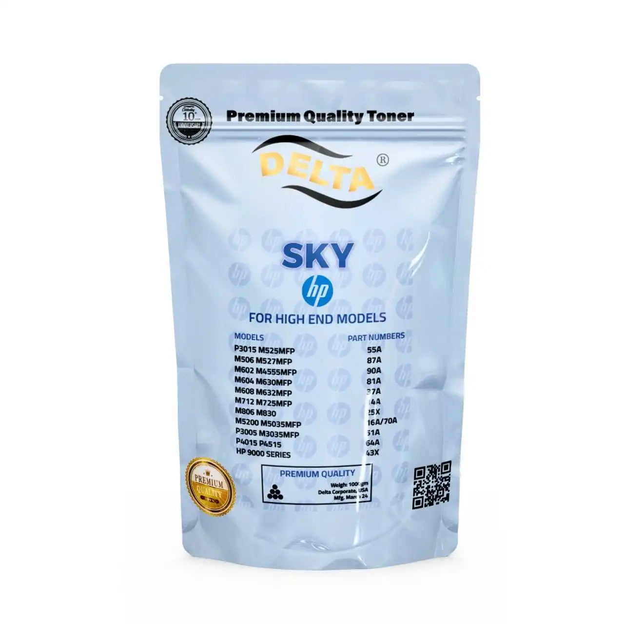 Delta Toner Bag Sky 500 g for HP – Leak-Proof