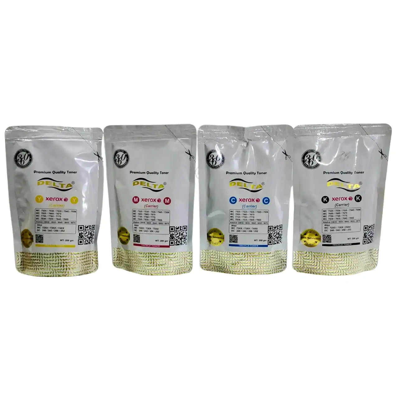 Delta Toner Bag Set 200 g each for WC 78 YMCK – Leak-Proof