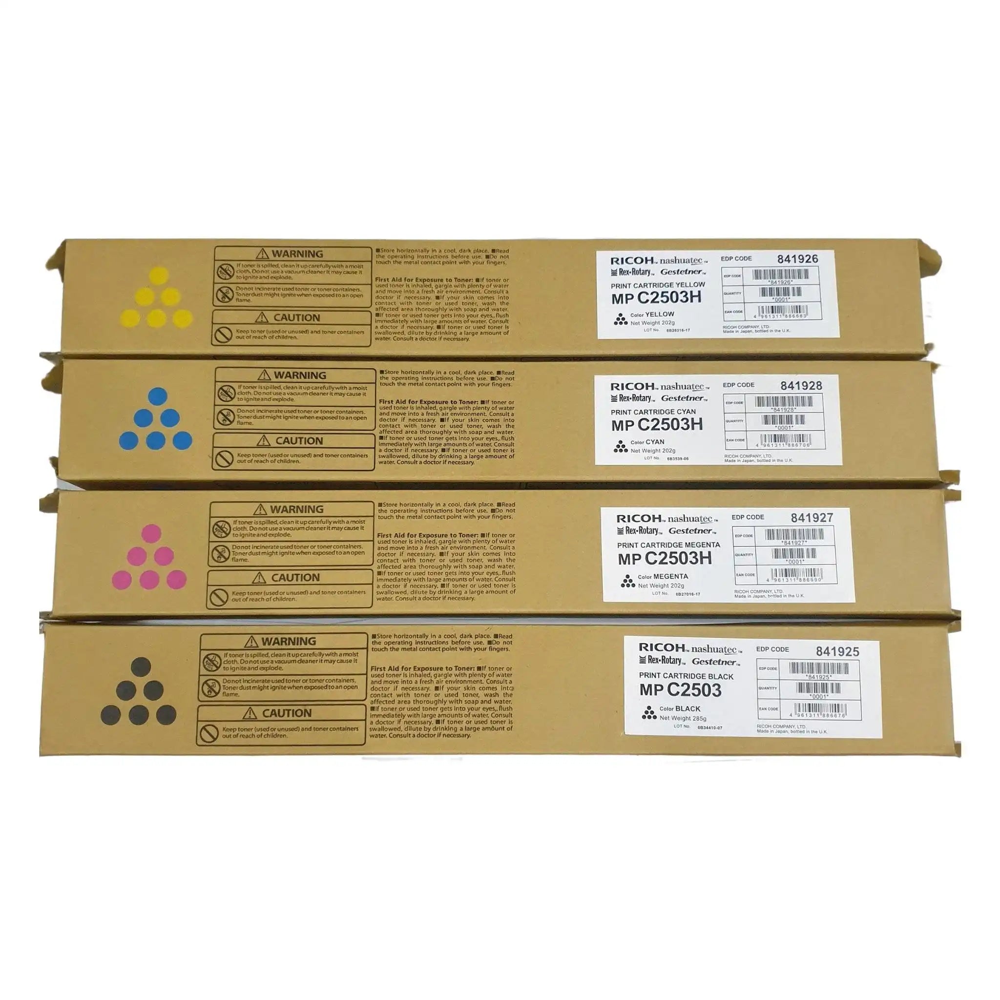 Ricoh MPC 2503H compatible YMCK toner set – high-capacity yields