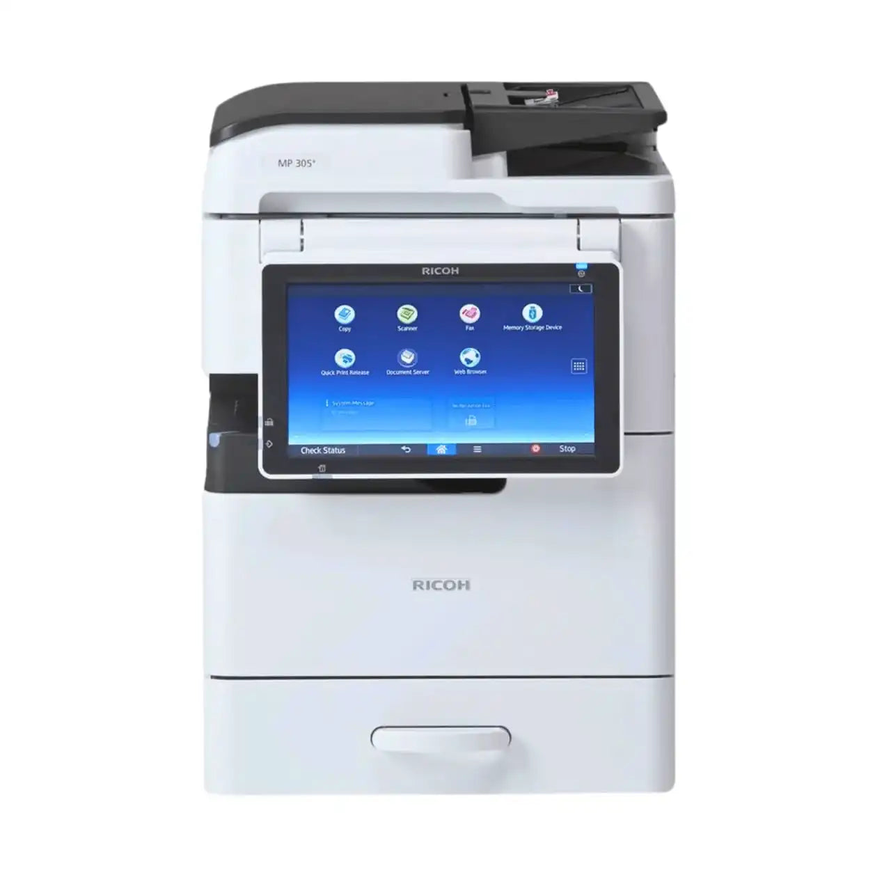 Refurbished Ricoh MP 305+ multifunction printer – front panel