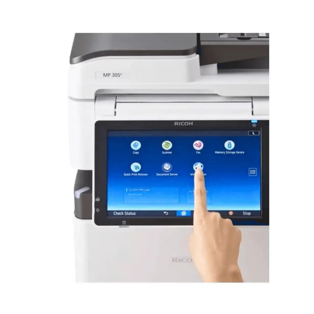 Refurbished Ricoh MP 305+ multifunction printer – front panel