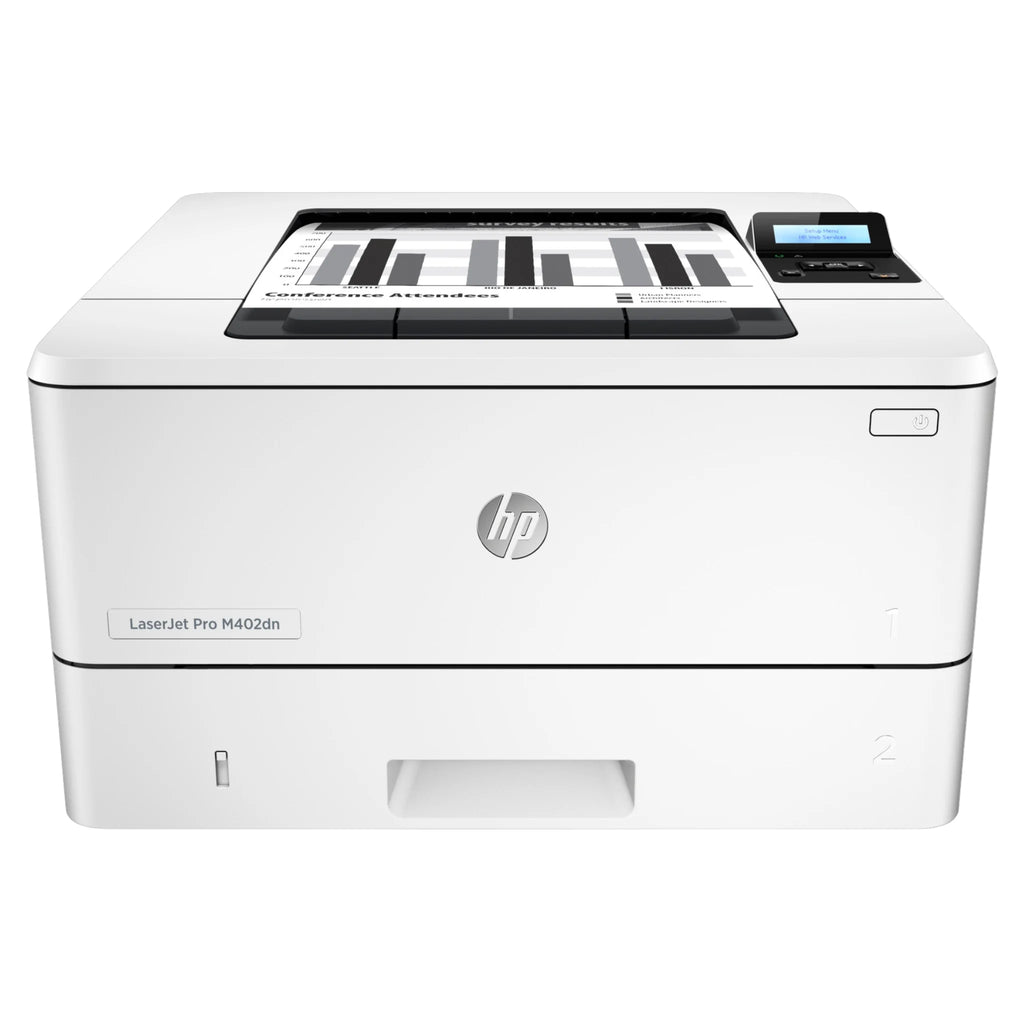 Refurbished HP LaserJet Pro M402dn printer – front view