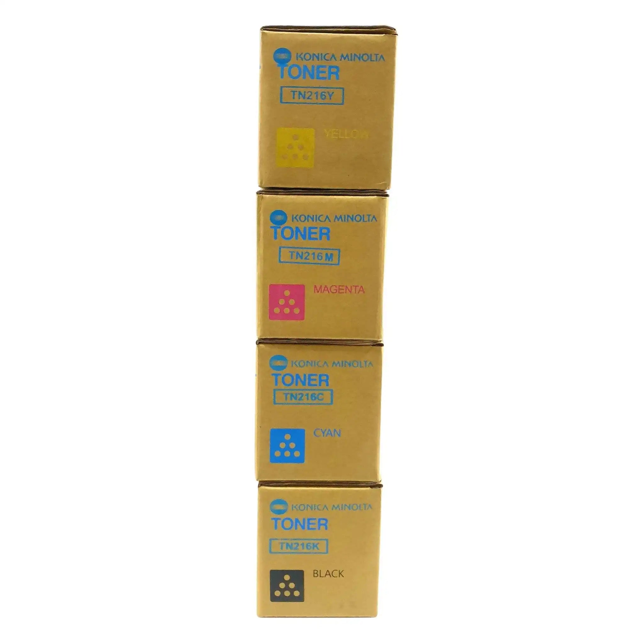 Konica Minolta TN-216 YMCK toner cartridge set – high-yield YMCK